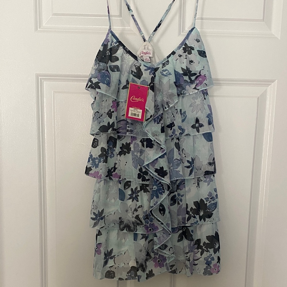 Candie's Blue and Purple Floral Ruffle Dress